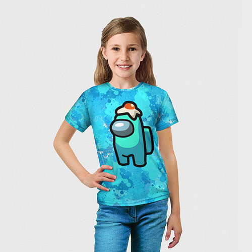 Детская футболка Амонг ас с яичницей на голове / 3D-принт – фото 5