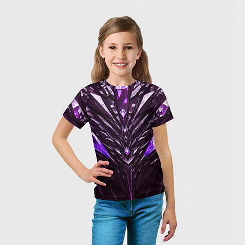 Детская футболка Фиолетовые кристаллы и камень / 3D-принт – фото 5