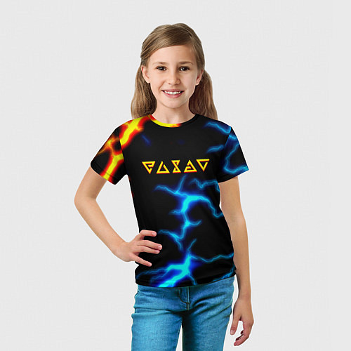 Детская футболка Ведьмак огненное лого шторм / 3D-принт – фото 5