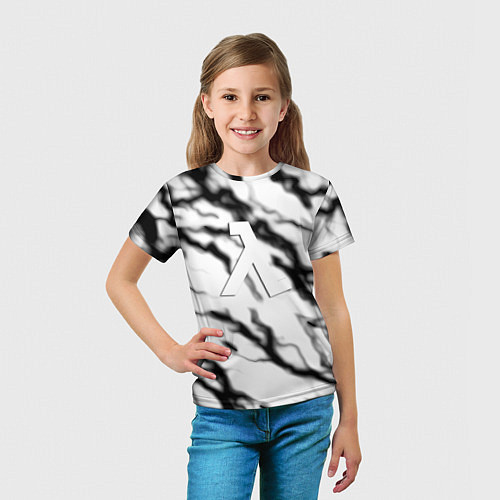Детская футболка Half life logo молнии / 3D-принт – фото 5