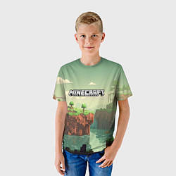 Футболка детская Minecraft logo квадратный мир, цвет: 3D-принт — фото 2