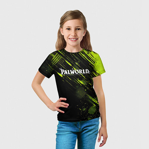 Детская футболка Palworld logo black green / 3D-принт – фото 5