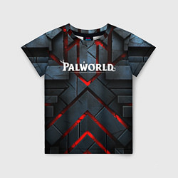 Футболка детская Palworld logo камни и красный свет, цвет: 3D-принт