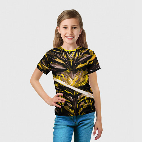 Детская футболка Жёлтый камень на чёрном фоне / 3D-принт – фото 5