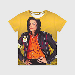 Футболка детская Michael Jackson на золотом фоне с графикой, цвет: 3D-принт