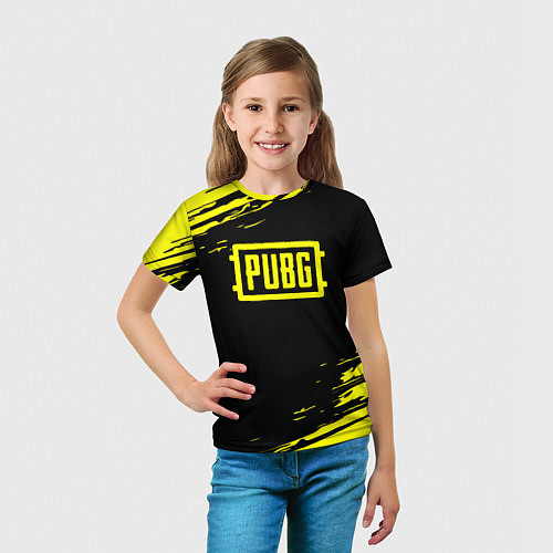 Детская футболка Pubg текстура краски жёлтые / 3D-принт – фото 5