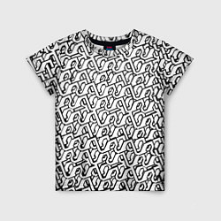 Детская футболка Чёрный узор на белом фоне