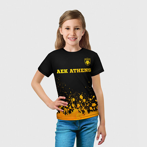 Детская футболка AEK Athens - gold gradient посередине / 3D-принт – фото 5