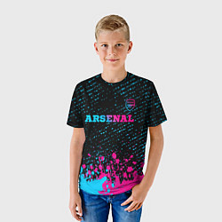 Футболка детская Arsenal - neon gradient посередине, цвет: 3D-принт — фото 2