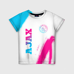 Футболка детская Ajax neon gradient style вертикально, цвет: 3D-принт