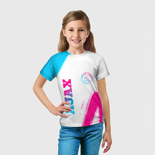 Детская футболка Ajax neon gradient style вертикально / 3D-принт – фото 5