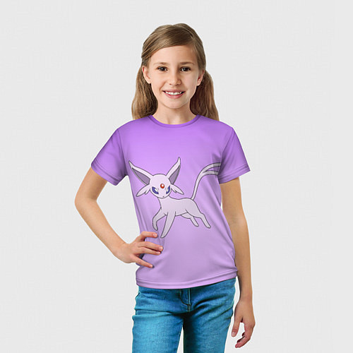 Детская футболка Espeon Pokemon - розовая кошка покемон / 3D-принт – фото 5