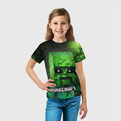 Футболка детская Minecraft персонаж большой зеленый монстр, цвет: 3D-принт — фото 2