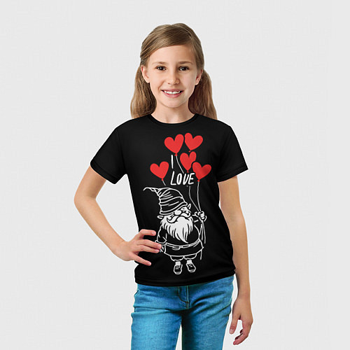 Детская футболка Гном с сердечками / 3D-принт – фото 5