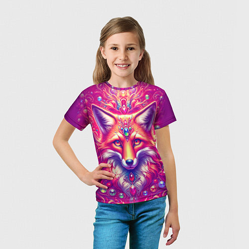 Детская футболка Лиса с драгоценными камнями / 3D-принт – фото 5