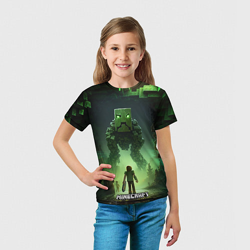 Детская футболка Minecraft зеленый монстр с яркими глазами / 3D-принт – фото 5