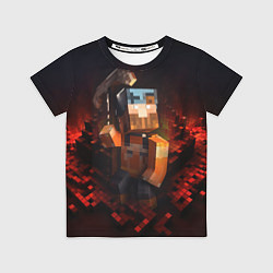 Футболка детская Minecraft персонаж в огне, цвет: 3D-принт