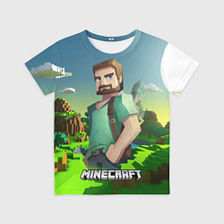 Футболка детская Minecraft персонаж зеленый мир, цвет: 3D-принт