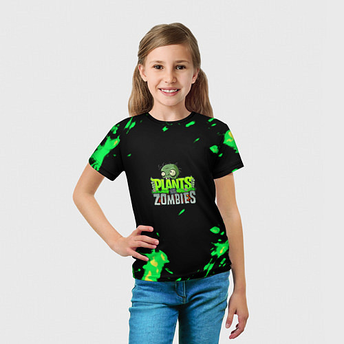 Детская футболка Plants vs Zombies зелёная текстура / 3D-принт – фото 5