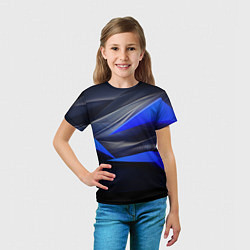 Футболка детская Black and blue abstract background sport style, цвет: 3D-принт — фото 2
