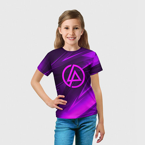 Детская футболка Linkin park neon stripes logo / 3D-принт – фото 5