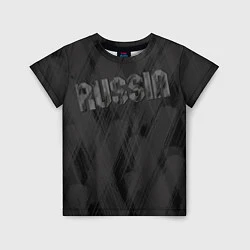Футболка детская Russia темно серая надпись, цвет: 3D-принт