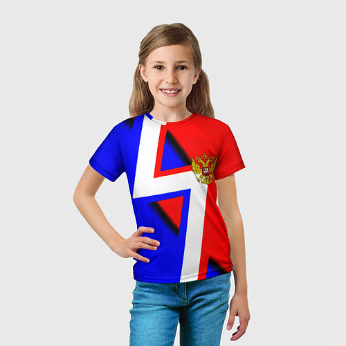 Детская футболка Герб России спортивный стиль / 3D-принт – фото 5
