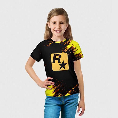 Детская футболка Рокстар текстура краски / 3D-принт – фото 5