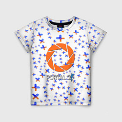 Футболка детская Portal logo pattern steel, цвет: 3D-принт