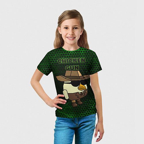 Детская футболка Chicken gun green / 3D-принт – фото 5