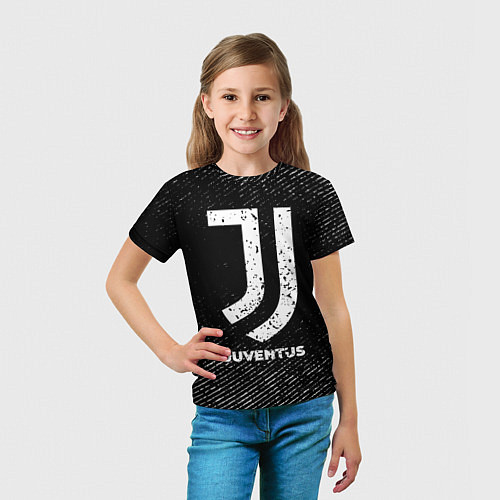 Детская футболка Juventus с потертостями на темном фоне / 3D-принт – фото 5