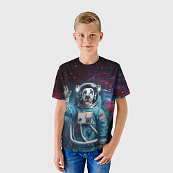 Футболка детская Далматинец бравый космонавт - нейросеть, цвет: 3D-принт — фото 2