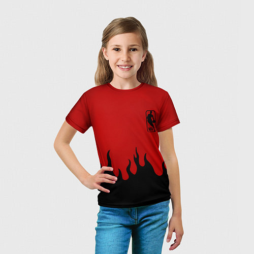 Детская футболка NBA огонь спорт текстура / 3D-принт – фото 5