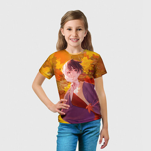 Детская футболка Гэн Асагири на фоне листвы из Доктора Стоуна / 3D-принт – фото 5