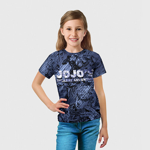 Детская футболка ДжоДжо на фоне манги / 3D-принт – фото 5