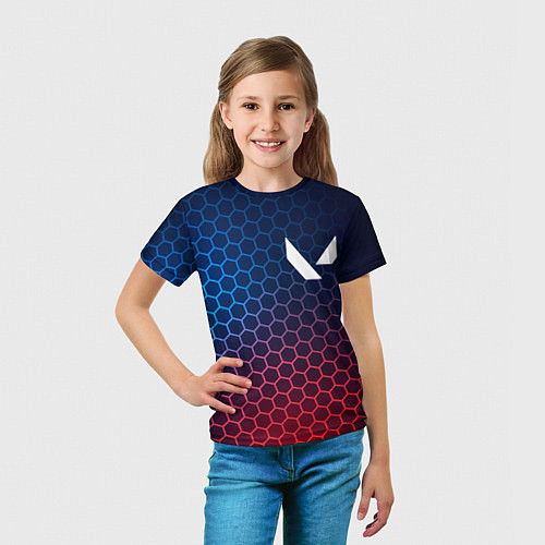 Детская футболка Valorant неоновые соты / 3D-принт – фото 5
