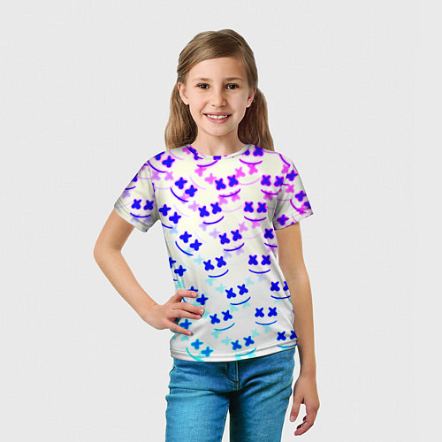 Детская футболка Marshmello pattern neon / 3D-принт – фото 5