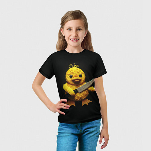 Детская футболка Мем уточка с ножом вязаная / 3D-принт – фото 5