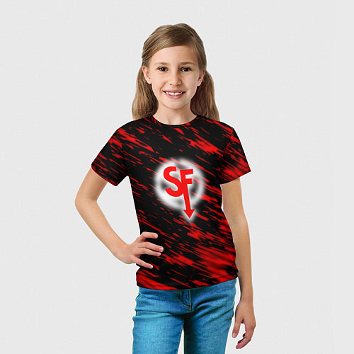 Детская футболка Sally face красные искры / 3D-принт – фото 5
