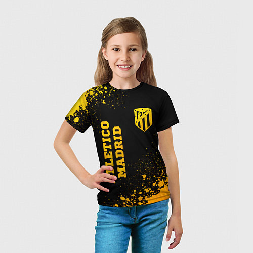 Детская футболка Atletico Madrid - gold gradient вертикально / 3D-принт – фото 5