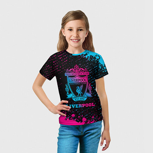 Детская футболка Liverpool - neon gradient / 3D-принт – фото 5
