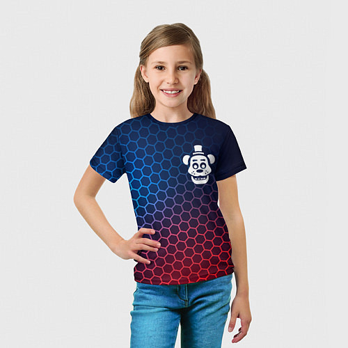 Детская футболка FNAF неоновые соты / 3D-принт – фото 5