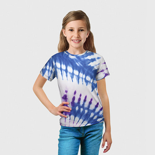 Детская футболка Сине-фиолетовый узор тай дай / 3D-принт – фото 5