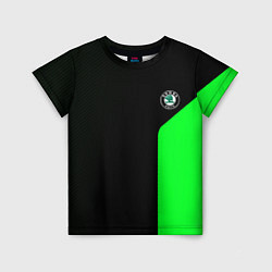Футболка детская Skoda pattern sport green, цвет: 3D-принт