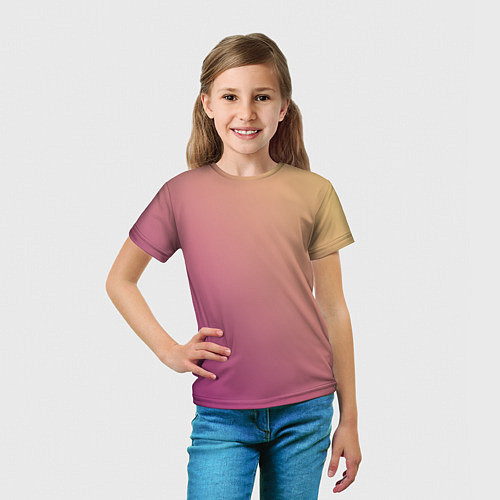 Детская футболка Градиент желтый малиновый по диагонали / 3D-принт – фото 5