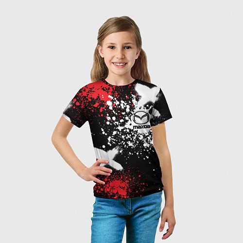 Детская футболка Мазда на фоне граффити и брызг красок / 3D-принт – фото 5