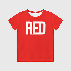 Футболка детская Клубнично-красный со словом red, цвет: 3D-принт