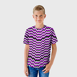 Футболка детская Фиолетовые и белые ломаные линии, цвет: 3D-принт — фото 2