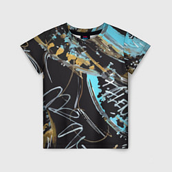 Футболка детская Blue abstraction on black, цвет: 3D-принт