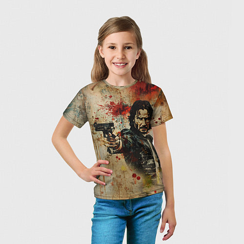 Детская футболка Джон Уик с пистолетом в стиле гранж / 3D-принт – фото 5